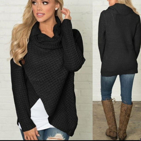 NWT Turtleneck Asymmetrical Hem Wrap Sweater - Picture 2 of 4